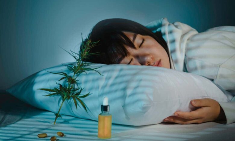 woman sleeping with cbd oil
